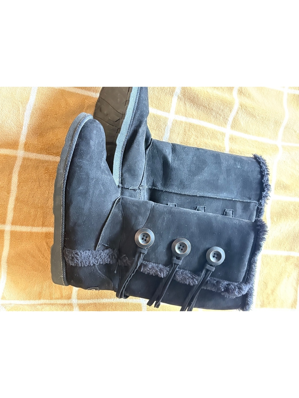 Makalu Black Faux Fur Button Winter Boots Size 9